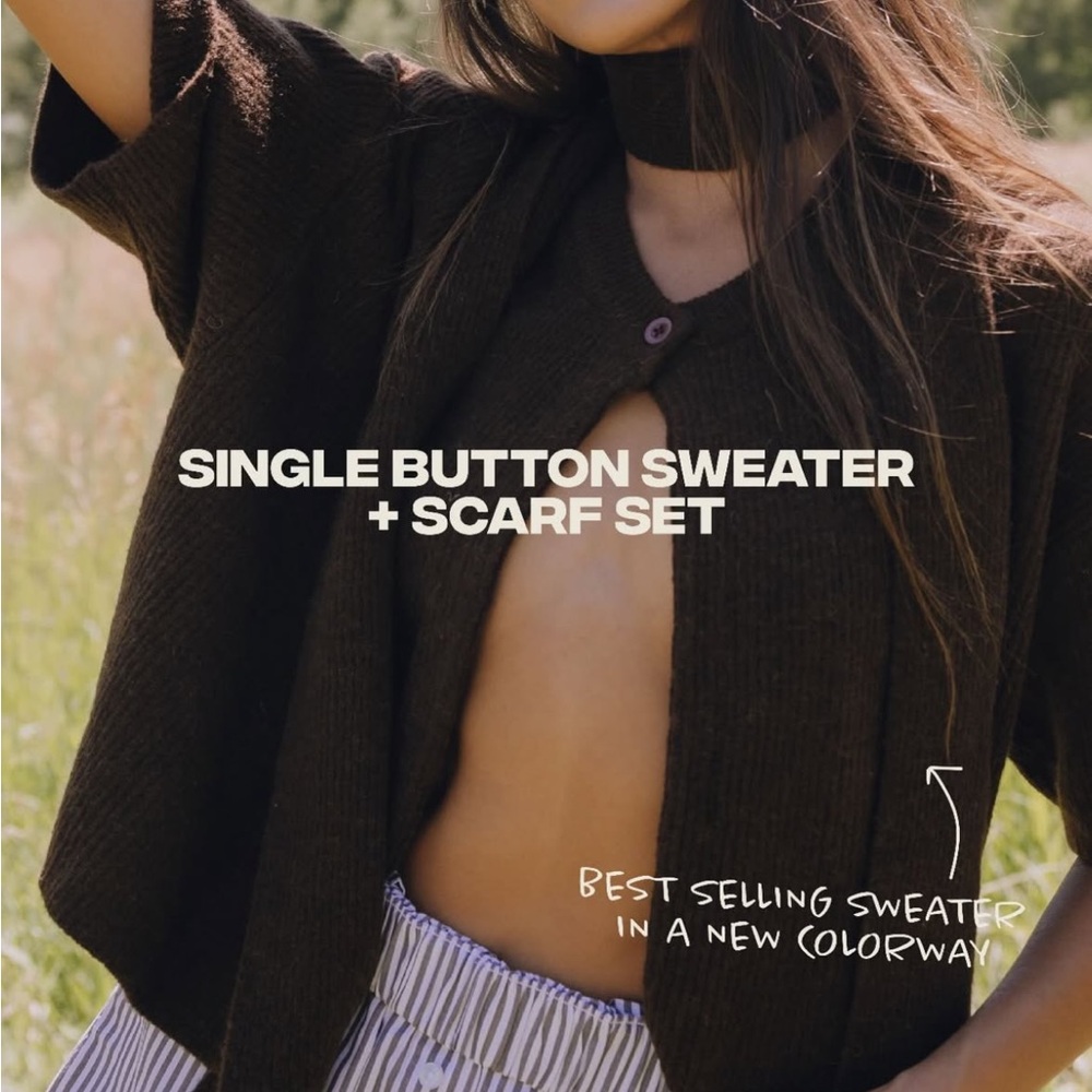Daily Drills Dark Single Button Sweater + Scarf Set COCO